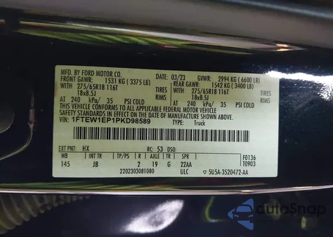 2023 Ford F-150 Xl from USA, damaged, VIN 1FTEW1EP1PKD98589